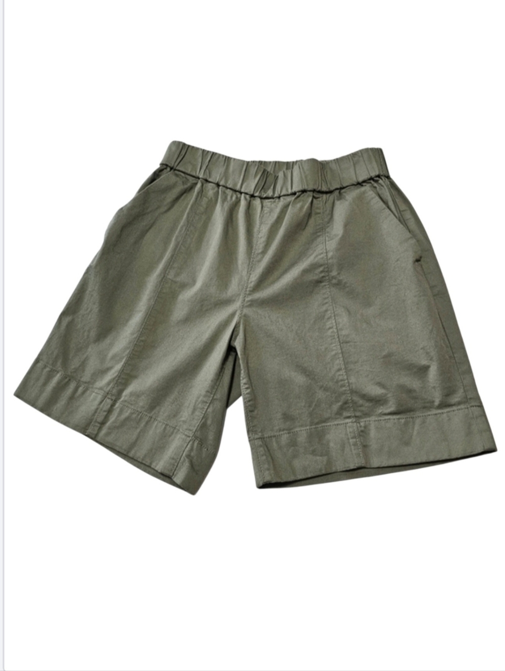 Duluth Trading Women's Summer-Weight Chino 7" Pull-On Olive Shorts Sz 4